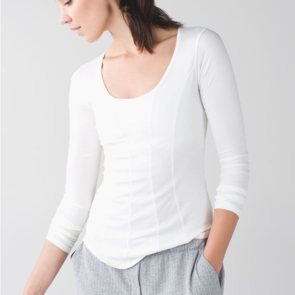 Lululemon Between The Lines Shirt Women's Long sleeve White Size 12 NWT